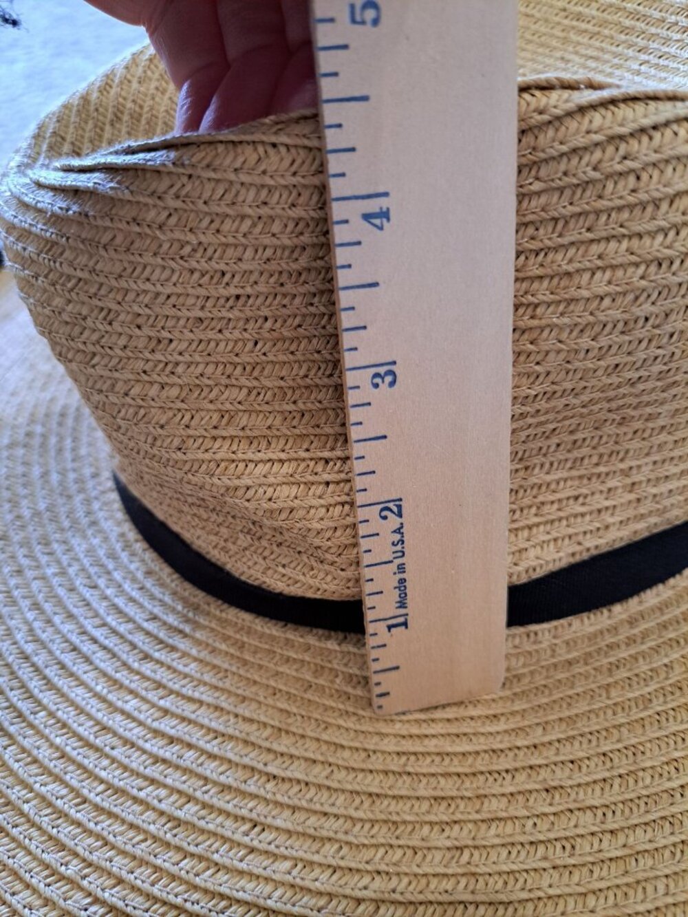 Scala Women's Wide-Brim Straw Hat Beige Black Ribbon Adjustable Sun Protection - Picture 6 of 6
